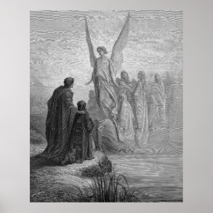 Póster Gustavo Dore que graba el purgatorio Illustratio