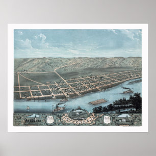 Póster Guttenburg, IA Panoramic Map - 1869