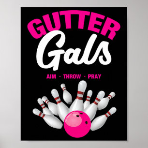 Póster Gutter Gals Nombre Divertido de Equipo de Boliche 