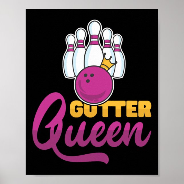 Póster Gutter Queen Bowling Pins With Bowling Ll For Bowl (Frente)