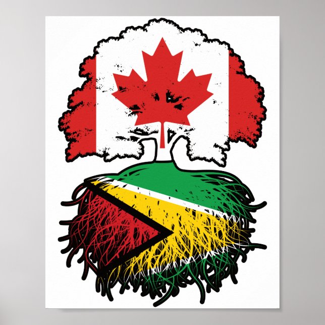 Póster Guyana Guyanesa Canadá canadiense árbol roba bande (Frente)