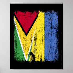 Póster Guyana Ucrania Media Bandera Guyanés Ucraniano Her