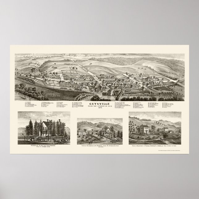 Póster Guysville, OH Panoramic Map - 1875 (Frente)