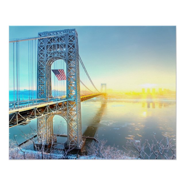 Póster GWB conectando Fort Lee NJ y Manhattan NYPlus (Anverso)