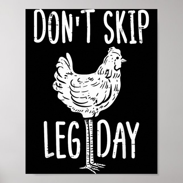 Póster Gym Chicken Dont Skip Leg Day Fun Workout Fitness  (Frente)