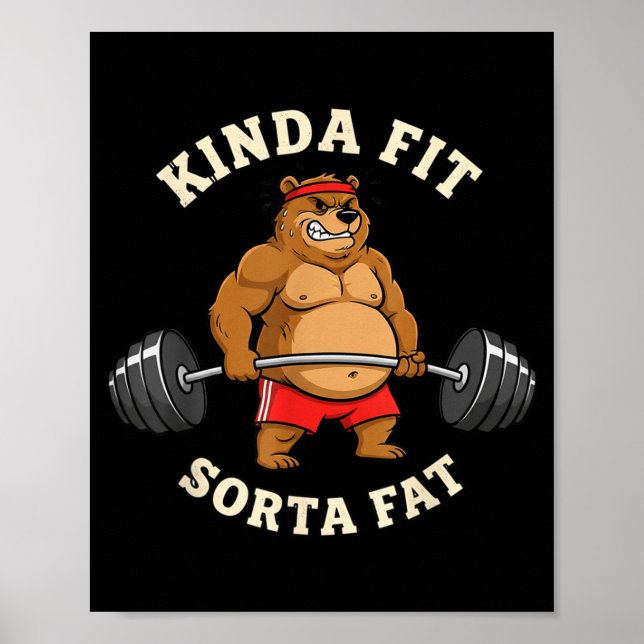Póster Gym Dad Bod Werlifting Bear Weightlifting Men  (Frente)