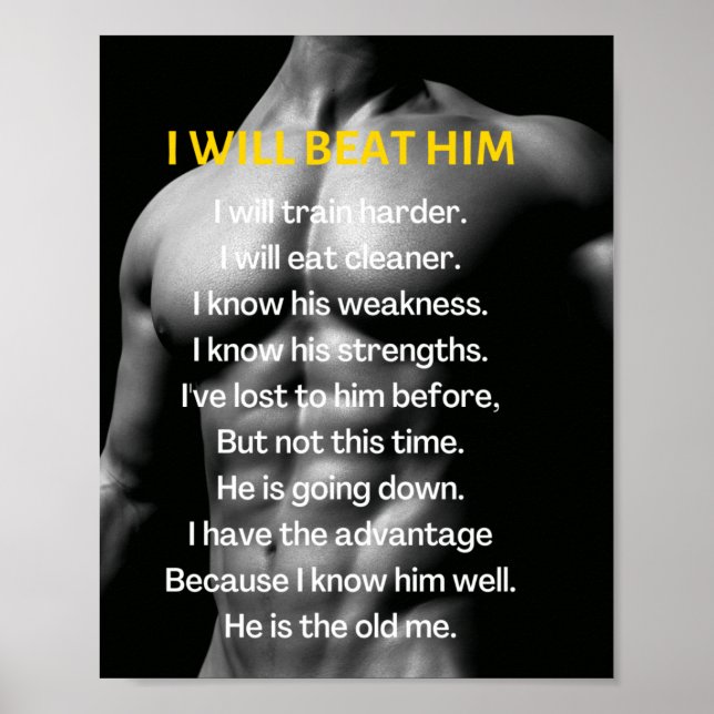 Póster Gym Male Muscles | Guy Workout Motivation Poster (Frente)