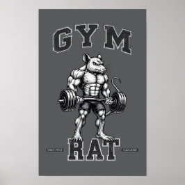 Póster Gym Rat Deadlift -Lifting Humor- Bodybuilding Art