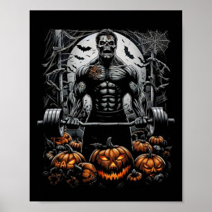 Póster Gym Skeleton-haunted Fitness Fun-halloween entrena