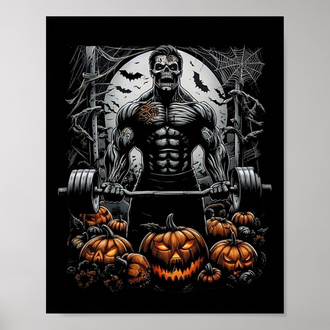 Póster Gym Skeleton-haunted Fitness Fun-halloween entrena (Frente)