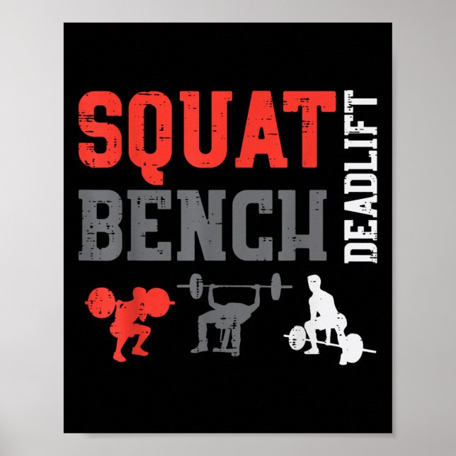 Póster Gym Squat Bench Deadlift Power Fitness (Frente)