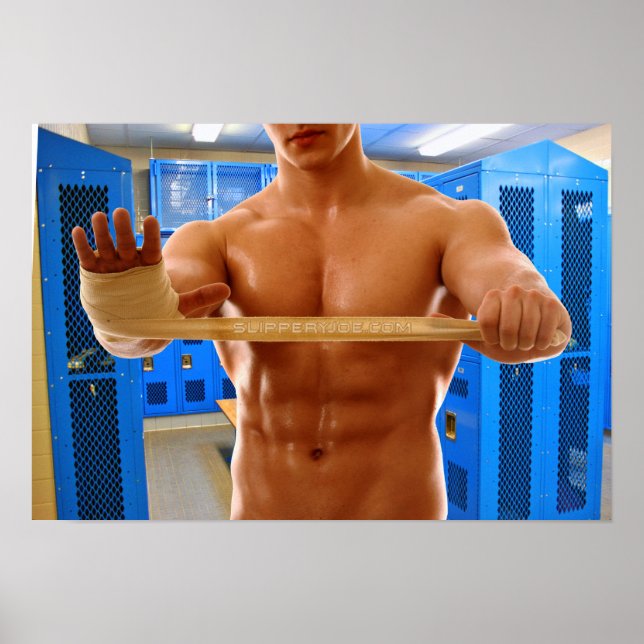 Póster Gymnas de 6-pack sin camisa del hombre musculoso d (Frente)