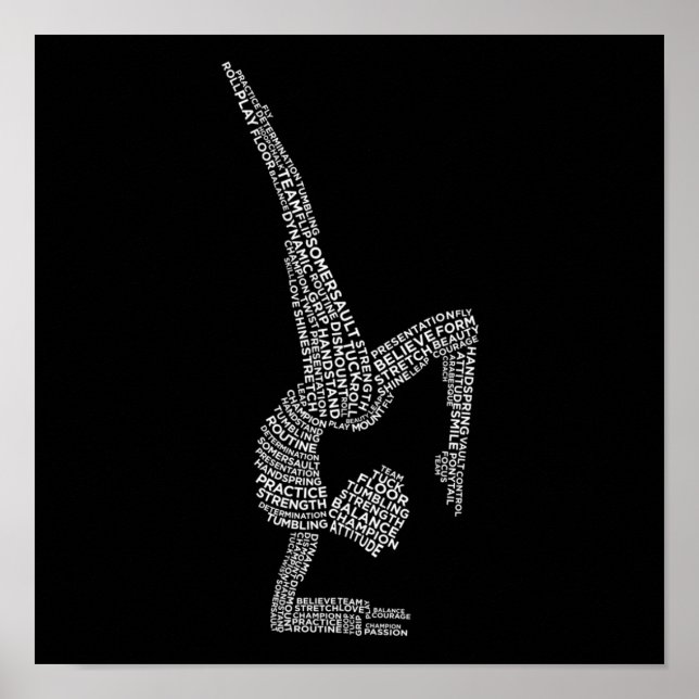 Póster Gymnastic Typography Gymnast Gymnastics Sports Lov (Frente)