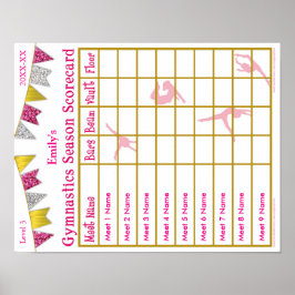 Póster Gymnastics Season Meet Scorecard Poster 9 Purpurin