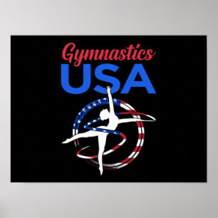 Póster Gymnastics USA Flag Gymnast Gymnastic Sports Lover