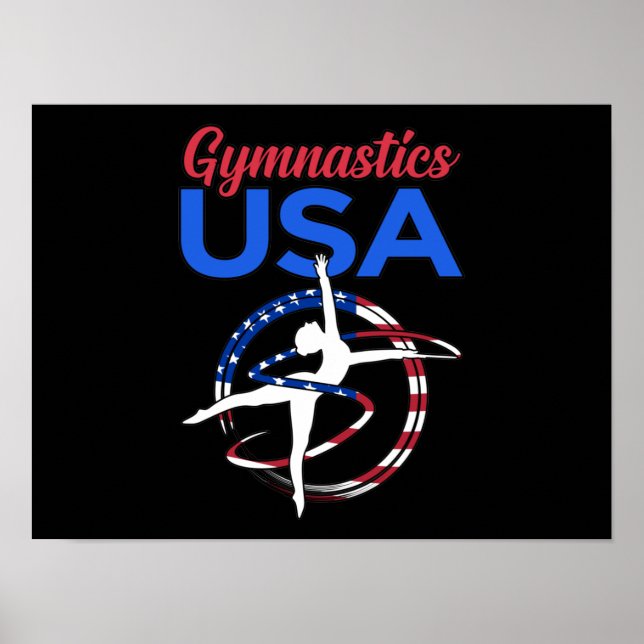 Póster Gymnastics USA Flag Gymnast Gymnastic Sports Lover (Frente)