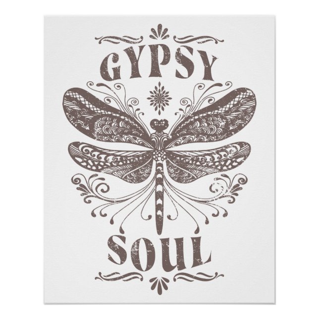 Póster Gypsy Soul - Dragonfly bohemio (Anverso)