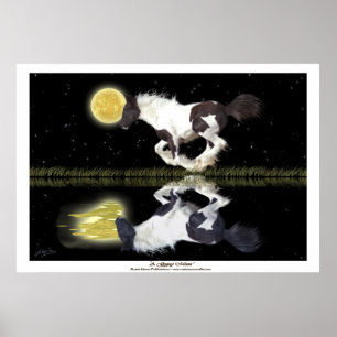 Póster Gypsy Vanner Cantering Horse Fantasy Art Poster