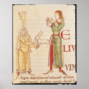 Póster "H" inicial en forma de dos jurados