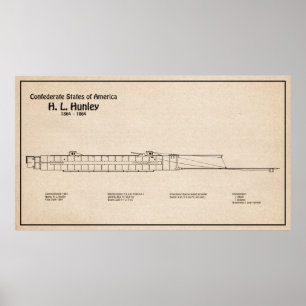 Póster H. L. Hunley - Planes de trazado del buque SD