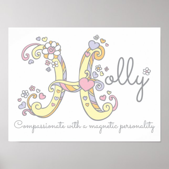 Póster H monograma chicas Holly nombre poster (Frente)