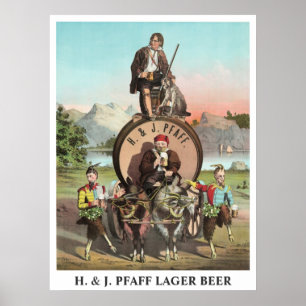 Póster H. y J. Pfaff Lager Beer título editable