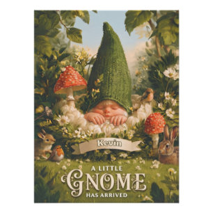 Póster Ha Llegado un Pequeño Gnomo Anuncio de Bebé