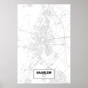 Póster Haarlem, Países Bajos (negro sobre blanco)