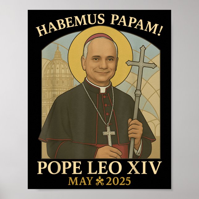 Póster Habemus Papam Papa Leo Robert Prevost Pope. (Frente)