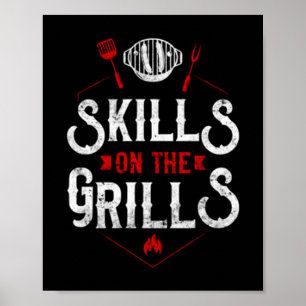 Póster Habilidades de fumador de barbacoa de hombres en l
