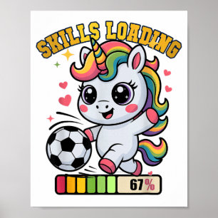 Póster Habilidades de Unicornio de Fútbol Lindo Cargando