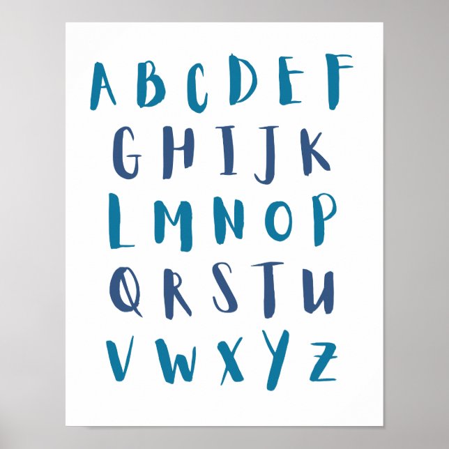Póster Habitación Blue Shades Alphabet Capital Letters Ki (Frente)