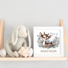 Póster Habitación de Chica de ciervo Cute tema de inviern