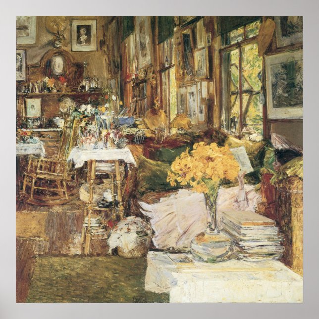 Póster Habitación de flores de Childe Hassam, Bella Artes (Frente)