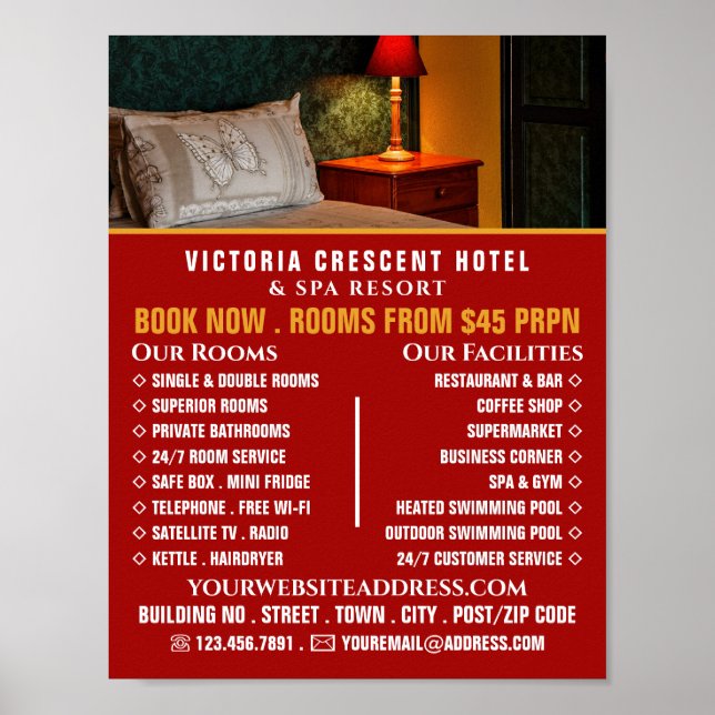 Póster Habitación de Hotel, Publicidad de Alojamiento de  (Frente)