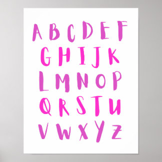 Póster Habitación de letras de letras de colores rosados,