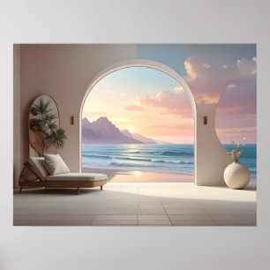 Póster Habitación de lujo con vista al océano
