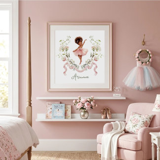 Póster Habitación de niñas bailarina de ballet con lazo r