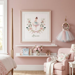 Póster Habitación de niñas bailarina de nursery con lazo