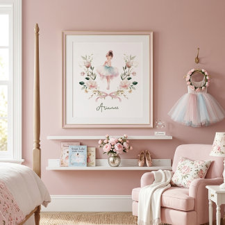 Póster Habitación de niñas bailarina de nursery con lazo