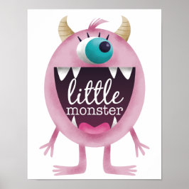 Póster Habitación de niñas rosa monstruo pequeño