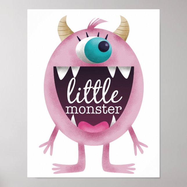 Póster Habitación de niñas rosa monstruo pequeño (Frente)