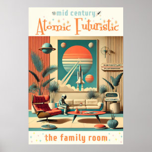 Póster Habitación familiar de la era espacial de la Flori