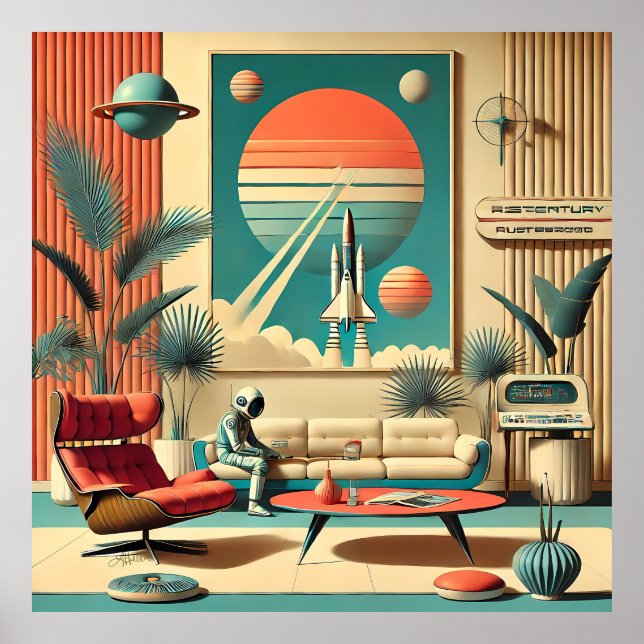 Póster Habitación familiar de la era espacial de la Flori (Frente)
