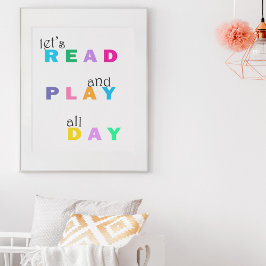 Póster Habitación infantil Leamos y juguemos todo el día