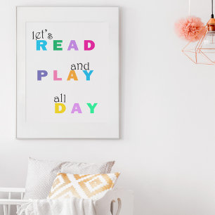 Póster Habitación infantil Leamos y juguemos todo el día 