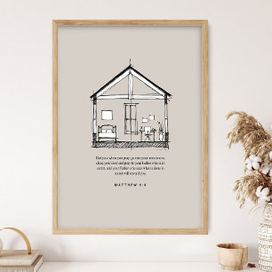 Póster Habitación interior, Oración, Mateo 6, Sala de ora