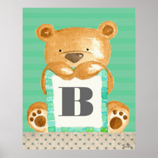 Póster Habitación para bebés Monograma Poster para ositos