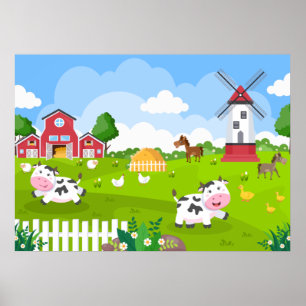 Póster habitación para niños linda Poster de la casa de c