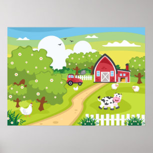 Póster habitación para niños linda Poster de la casa de c